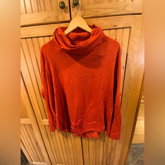 No Label Sweaters - Elegant Cowl Neck Sweater in Vibrant Orange